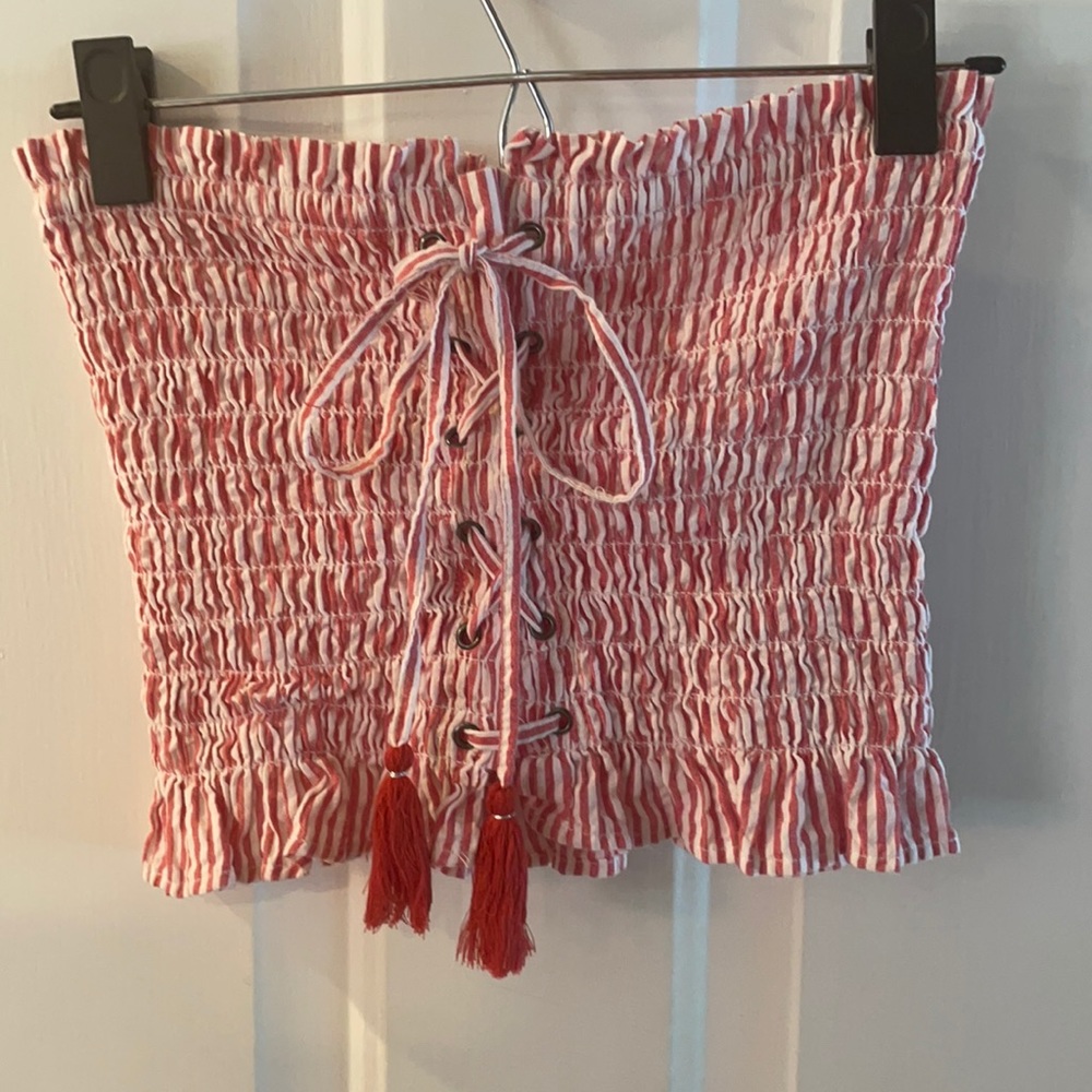 AEO Lace Up Smocked Tube Top